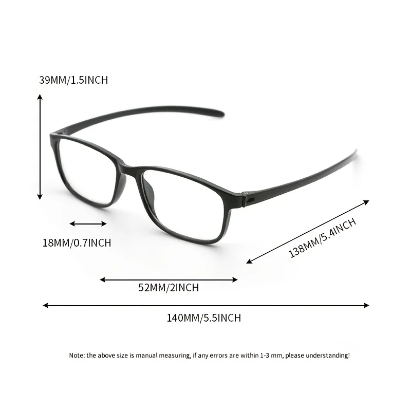 Men Reading Glasses Lightweight Portable Glasses Black Presbyopia Glasses +100 To +400 Clear Eyewear Anti-reflective