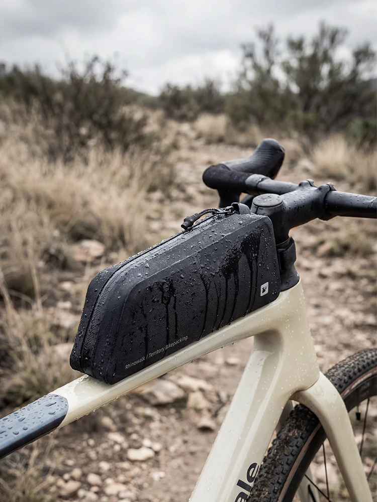 AliExpress Rhinowalk Bicycle Frame Bag Waterproof 1L Riding Top Tube Pack Saddlebag Screw or Straps Install Fit MTB Road Bike Bikepacking
