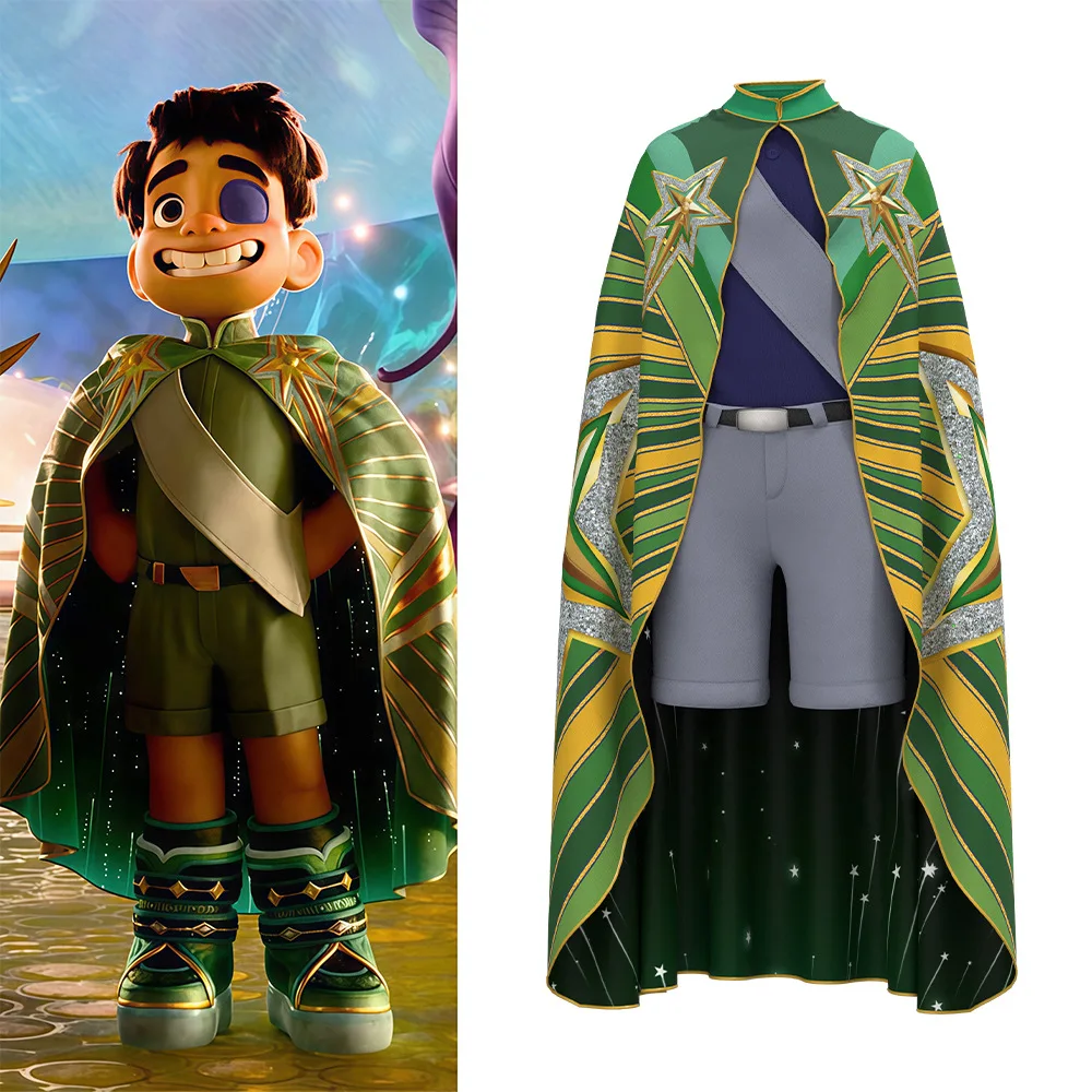 

Costume for Kids Boys Earth Commissioner Elio Cosplay T-Shirt Shorts Cloak Uniform Adventure Halloween Dress Up Outfits Suits