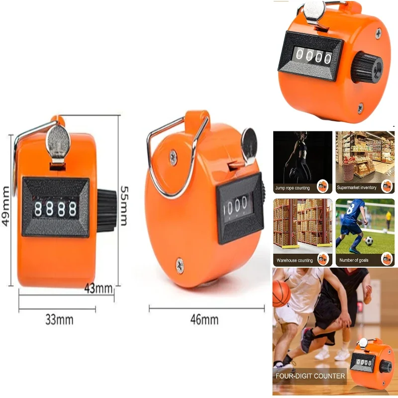 Convenient Manual Candy-colored Counter, People Flow Statistics Tool, Four-digit Mechanical Stainless Steel Ring Counter