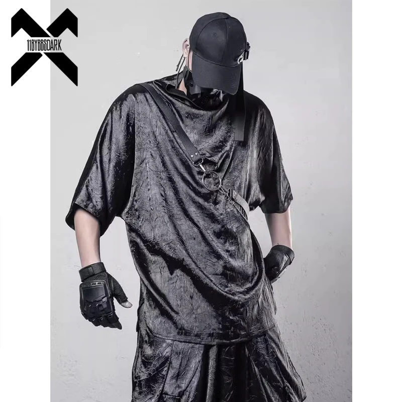 2025 Summer Bat Sleeve T-Shirt Men Breathable Ice Silk Tshirt Hip Hop Streetwear Harajuku  Loose Short Sleeve Tops Tees Y2K