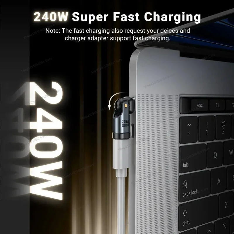 For 5A USB-C To Type-C OTG Adapter 240W 180° Fast Charging