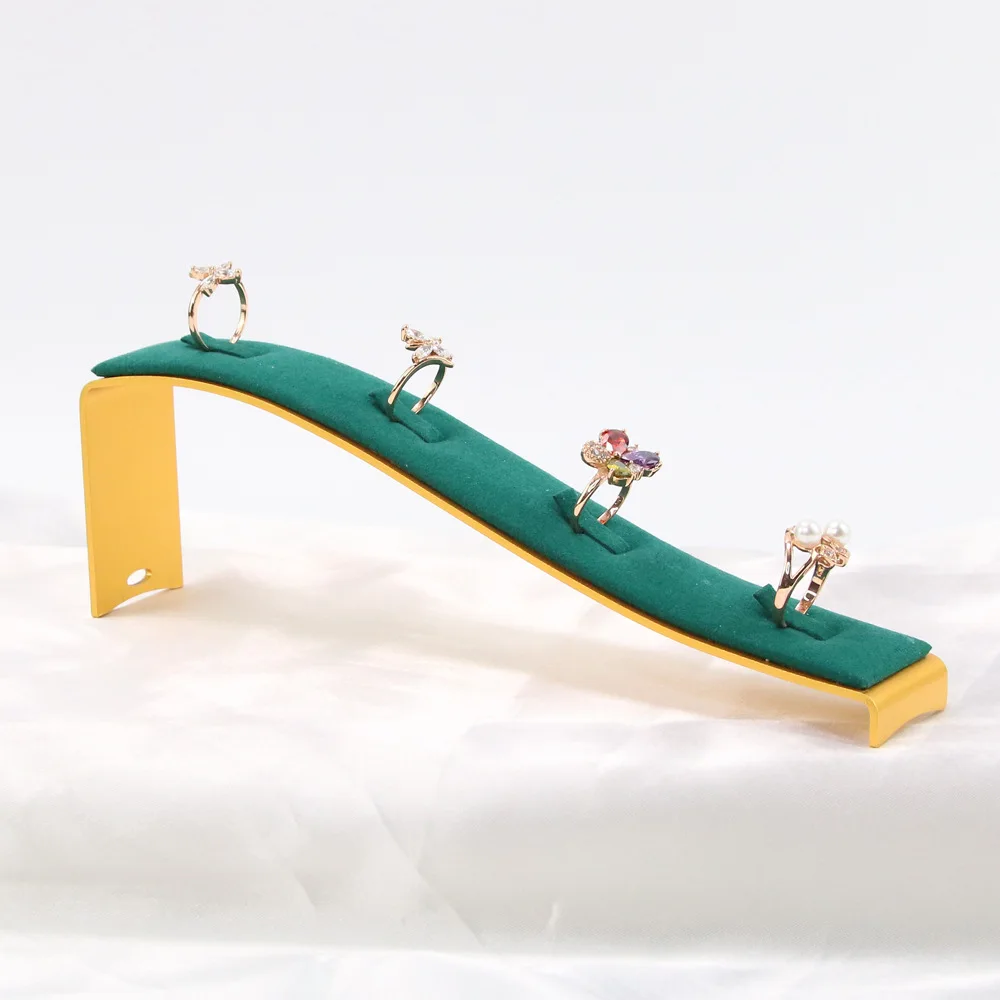 New Aluminum Alloy Beige/Green/Blue Velvet Ring Earrings Jewelry Posing Photography Decoration Display Shooting Background Props