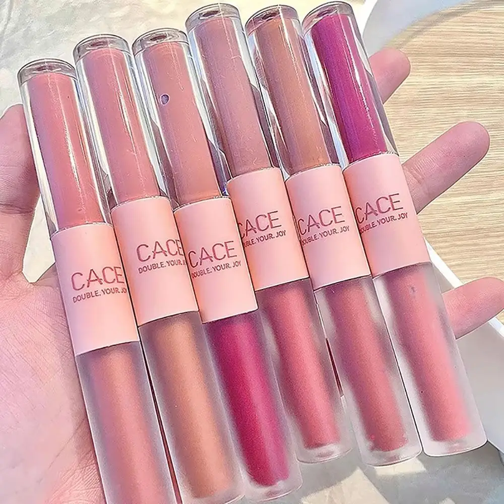 1Pcs New Matte Velvet Lip Gloss Sexy Red Tint Liquid Lips Glaze Waterproof Double Head Lipstick Makeup Cosmetics