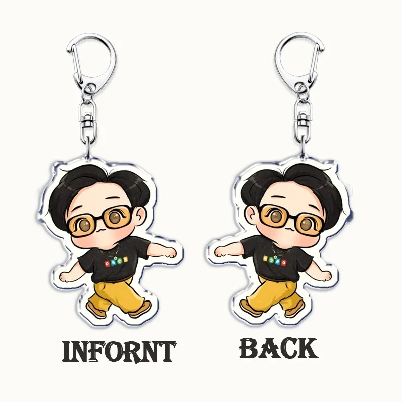 Popular Kpop Chibi Boys Keychain for Bag Accessories Cute Cartoon Idols Figures Key Chain Keyrings Jewelry Korean Band Fans Gift