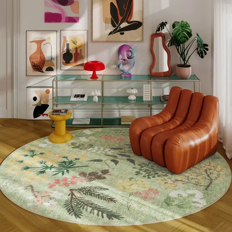 Dopamine Color Bedroom Decor Round Carpet Korean Style Carpets for Living Room Washable Lounge Soft Floor Mat Home Anti-slip Rug