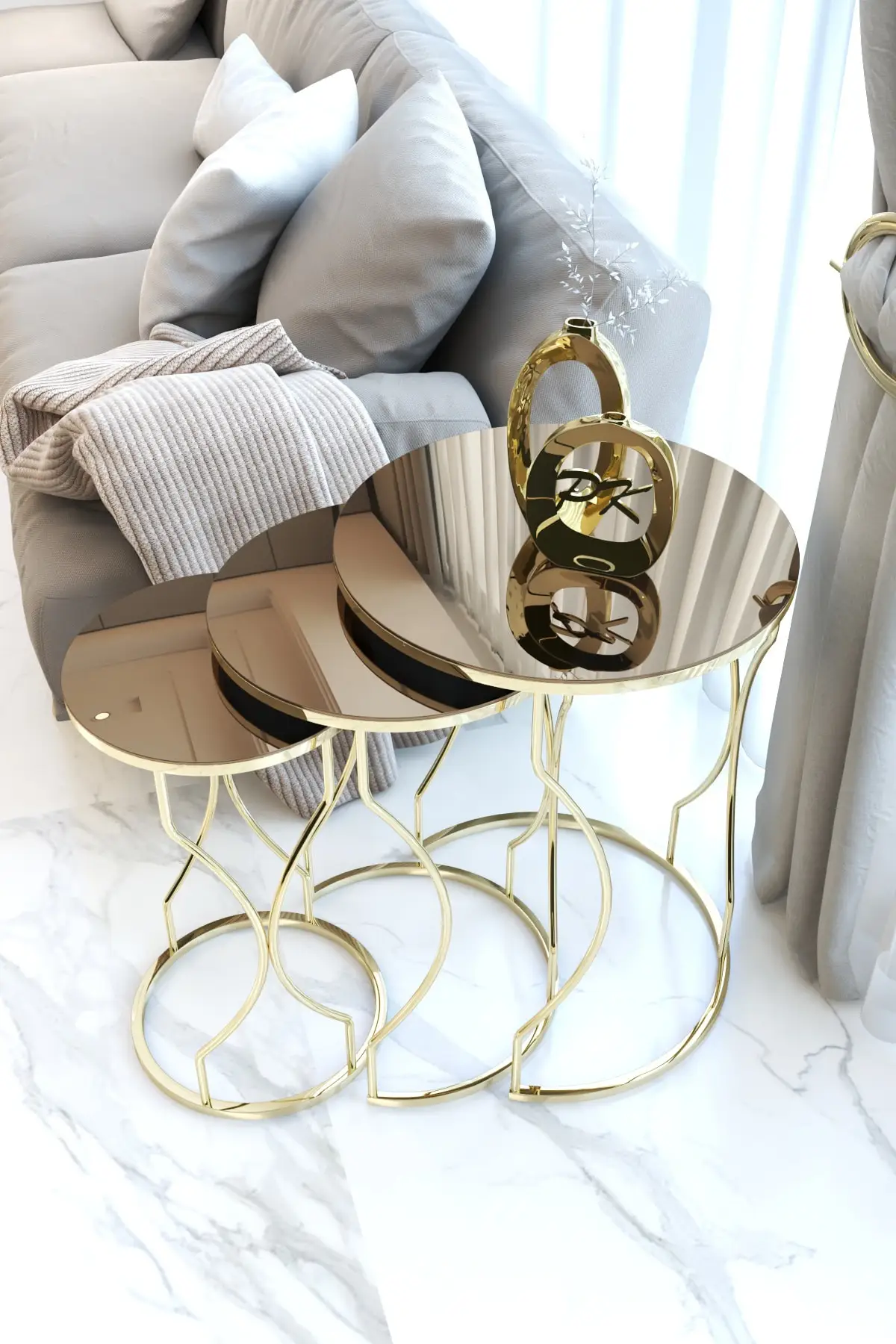 Gold Traum Modell Zigon Kaffee Tisch Set (bronze Spiegel)