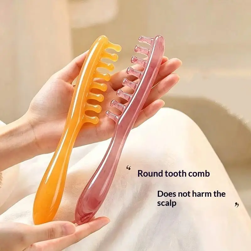 New Resin Scalp Massage Comb With Smooth Rounded Teeth Comfortable Grip For Hair Care Relaxation Head Tension Relief