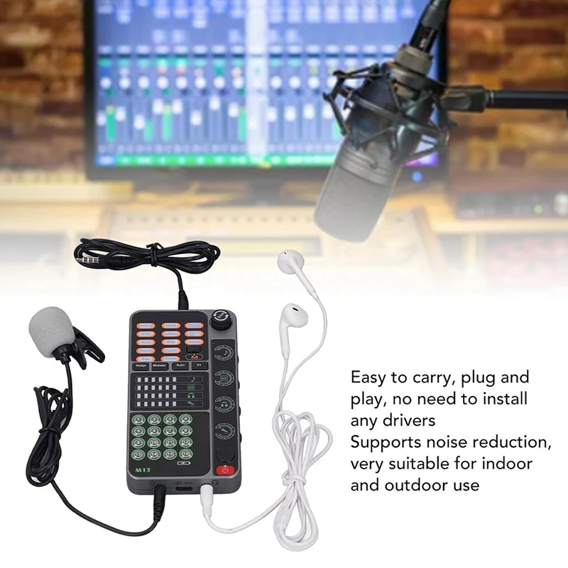 New M13 Voice Changer,Live Voice Card Voice Changer, Handheld Microphone Voice Changer With BT 3.5Mm Port DJ Controller