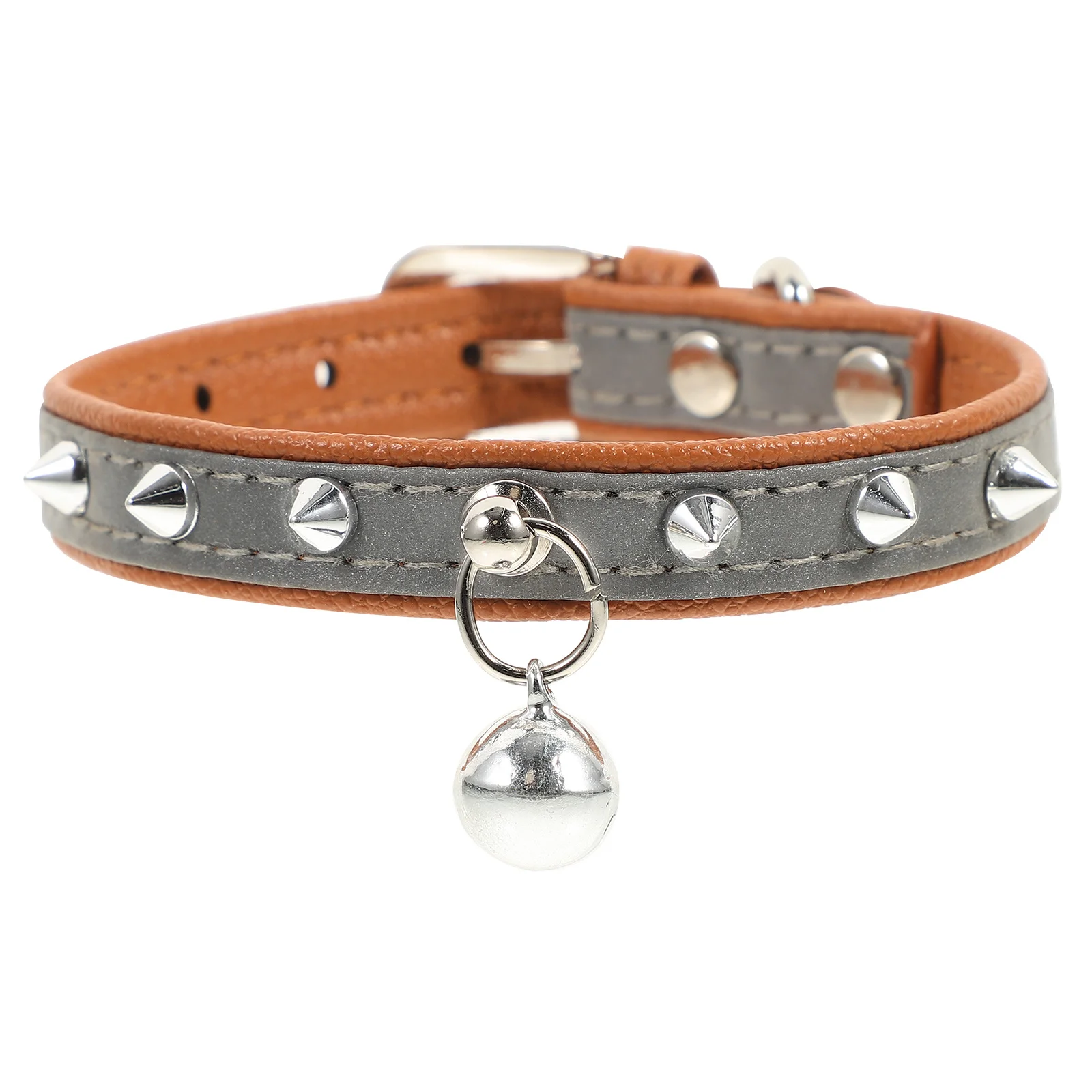 

Adjustable Pet Collar Reflective Rivet Studded Bell Design Comfortable Cat Necklace for Daily Use Cat Necklace