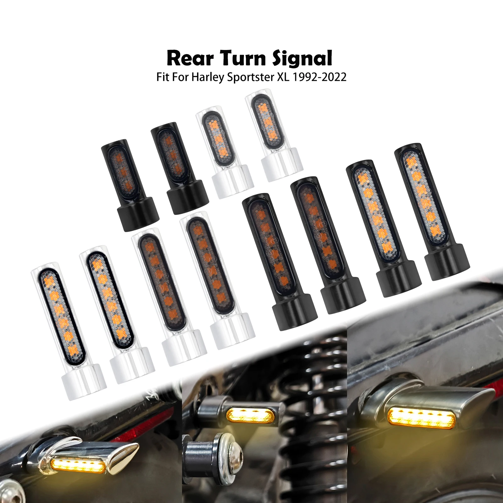 

Motorcycle Rear Turn Signal Amber LED Indicator Mini Light With M6 Bolt Thread Blinker For Harley Sportster XL Iron 883 1200 48
