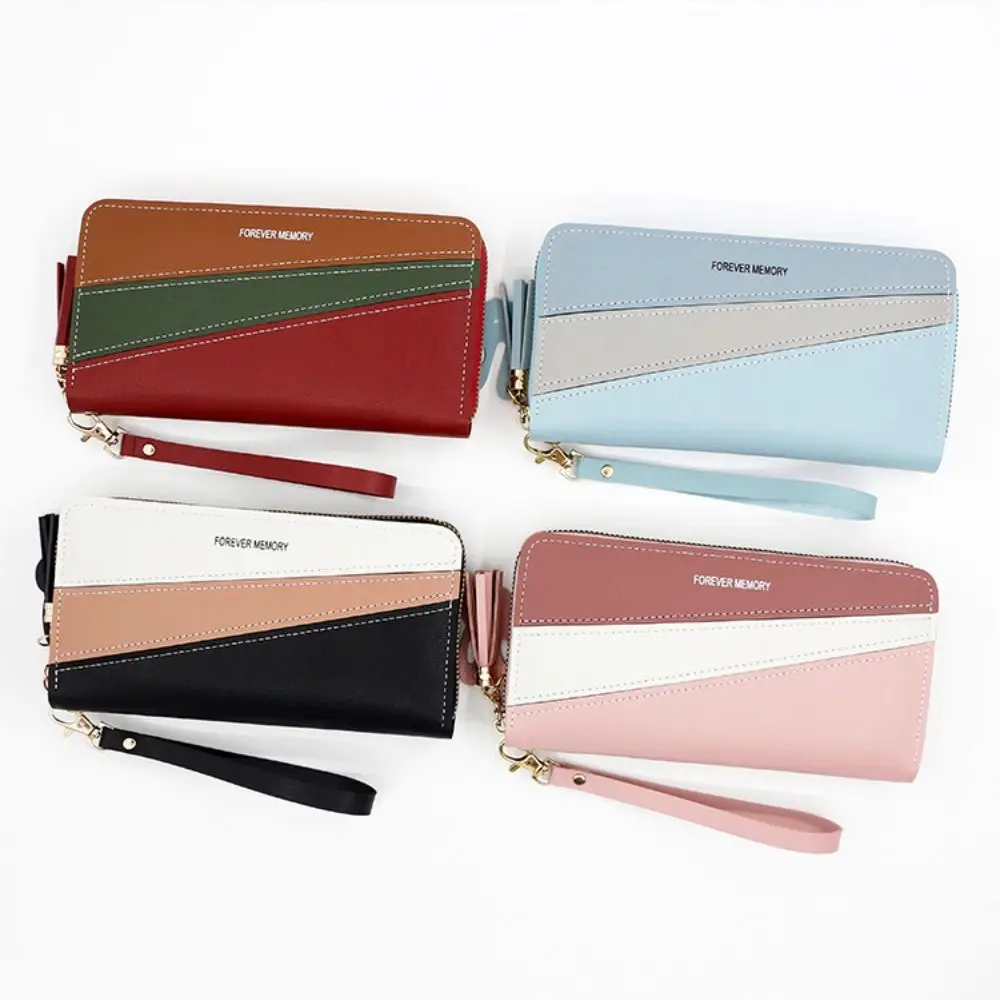 Simple Multifunctional Zipper Wallet Multicolor Zipper Closure Long Purse Compact Size Card Holder Gift Giving