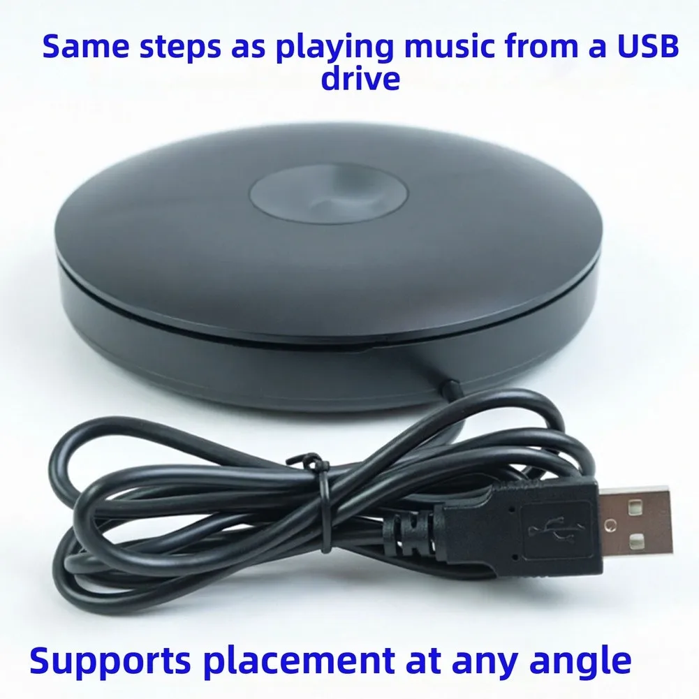 Compact USB CD Player for Car - Supports WAV Lossless Format Works with Any Vehicle 5V Power Black ABS Housing
