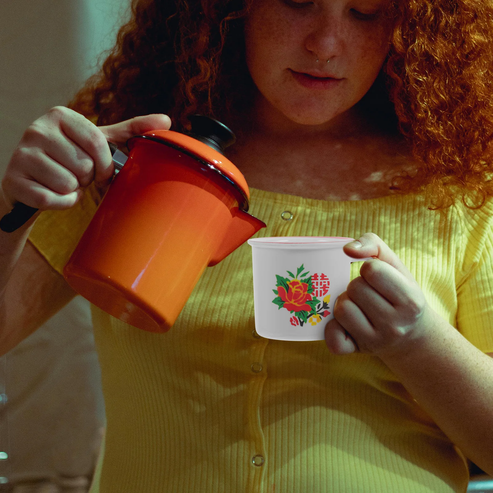 

Enamel Mug Retro Design Heat-Resistant Coffee Tea Cup Comfortable Anti-Slip Handle for Home Office Picnic Camping Drinking Cup