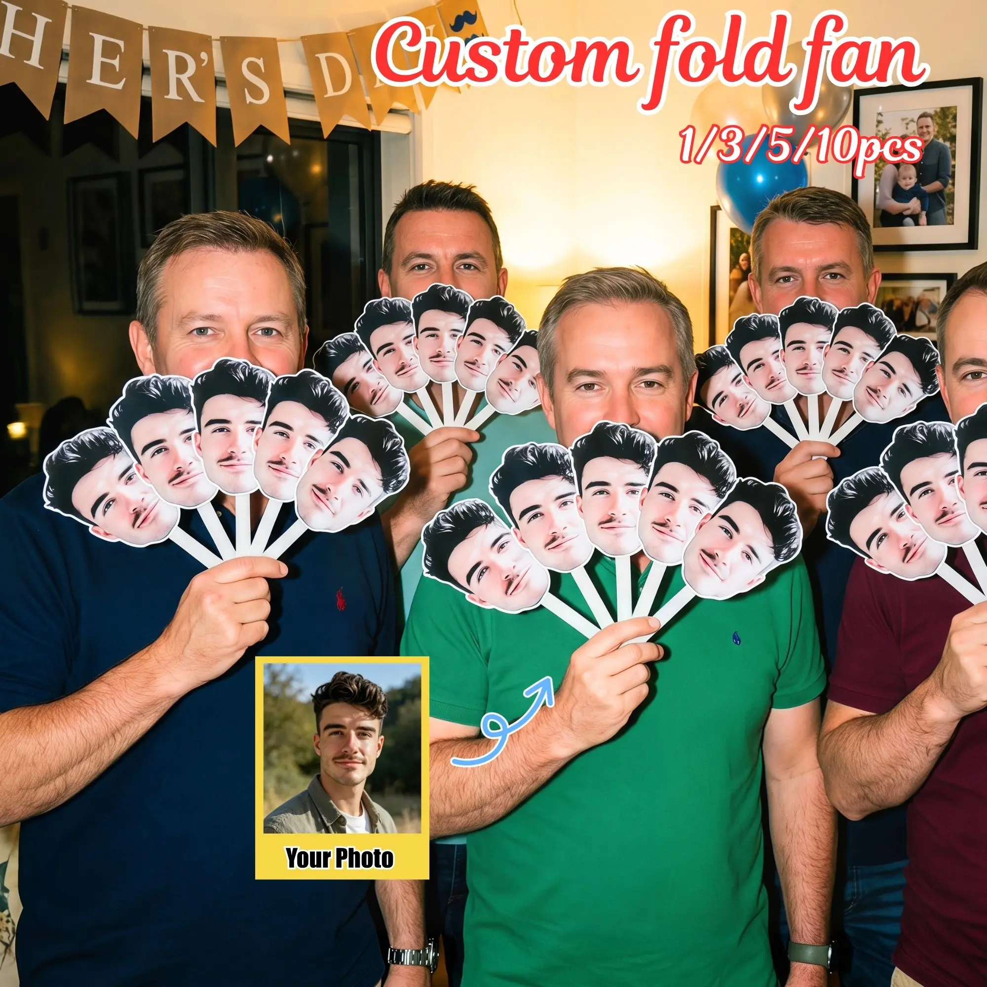 Custom Photo Hand Fan Personalized Face Portrait Folding Fan Wedding Party Birthday Photo Props Party Souvenirs