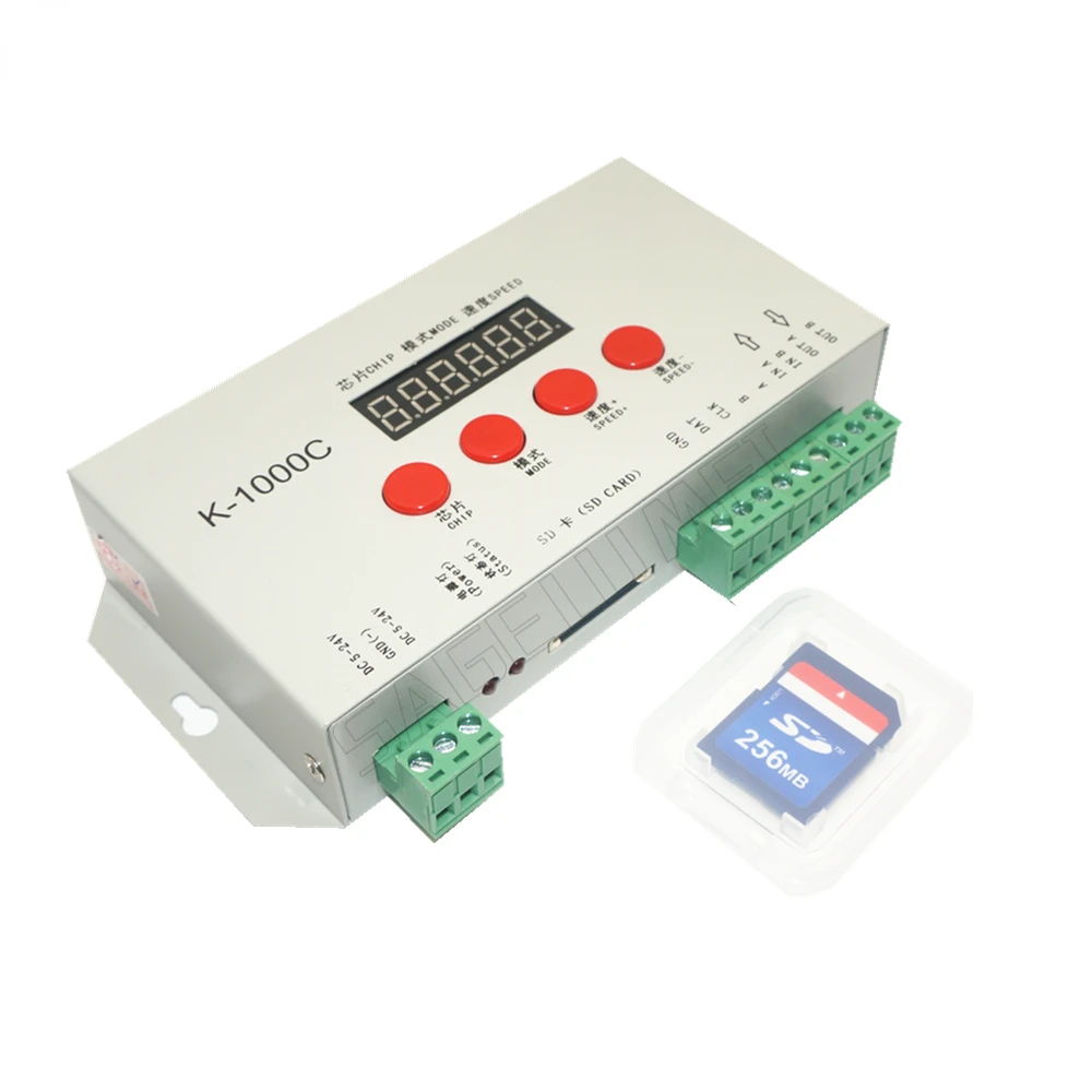 

Free shipping DC5V-24V K-1000C controller (T-1000S Updated)WS2812B,WS2811,APA102,SK6812,2801 LED 2048 Pixels Program Controller