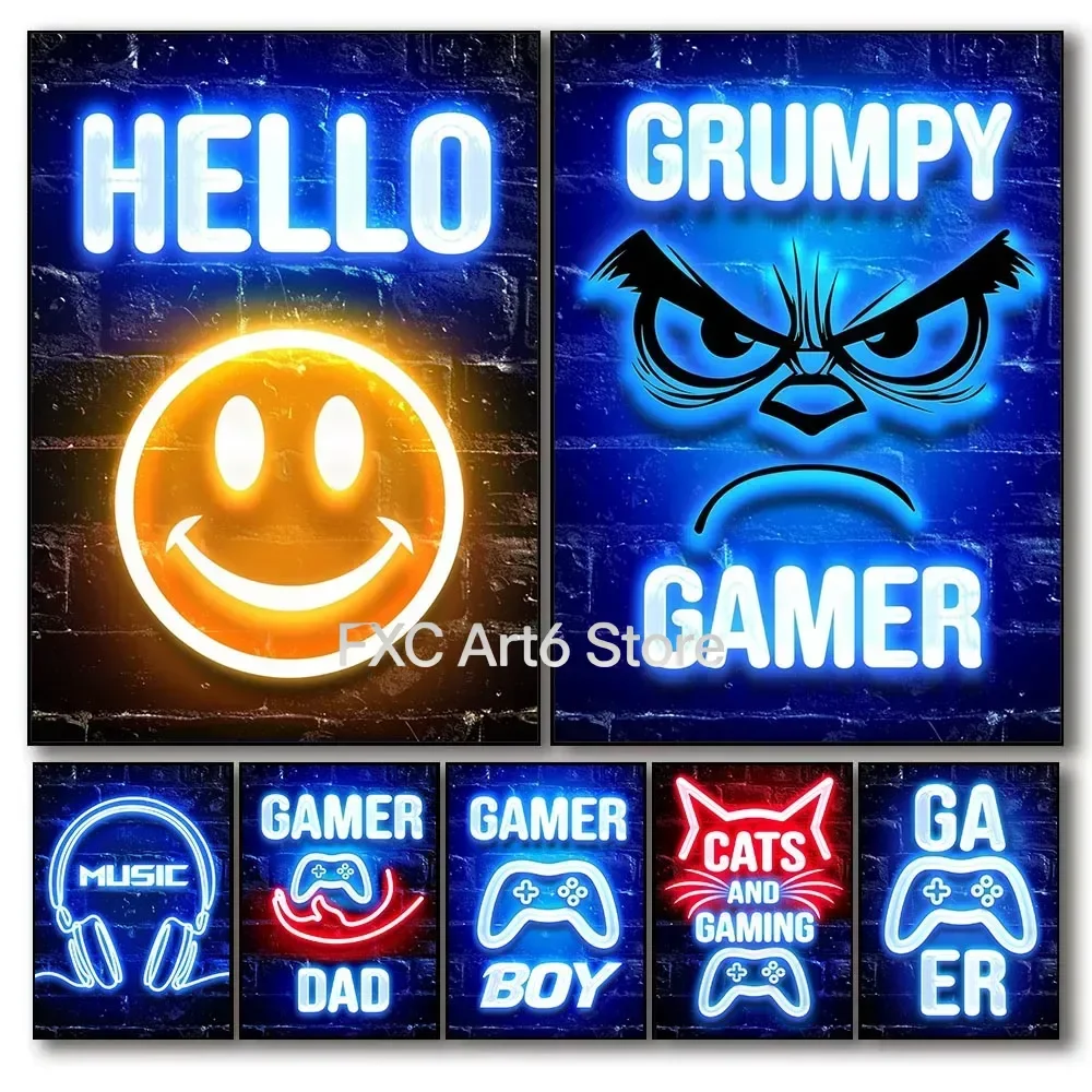 1PC frameless Gamer Canvas Painting Wall Art Game Controller Pictures Cool Gaming Posters Prints Home Decor Music Video for Livi