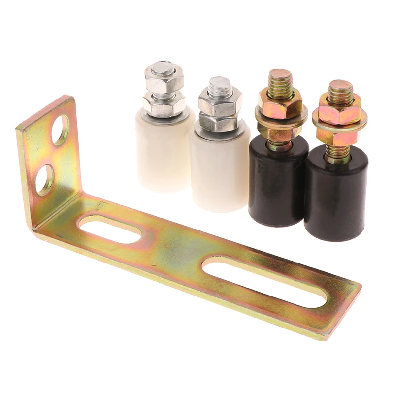 1 Juego de ruedas guía para puerta de Patio, rodillos guía para puerta corredera con soporte de Pilar en L, rodillos dobles ajustables de nailon