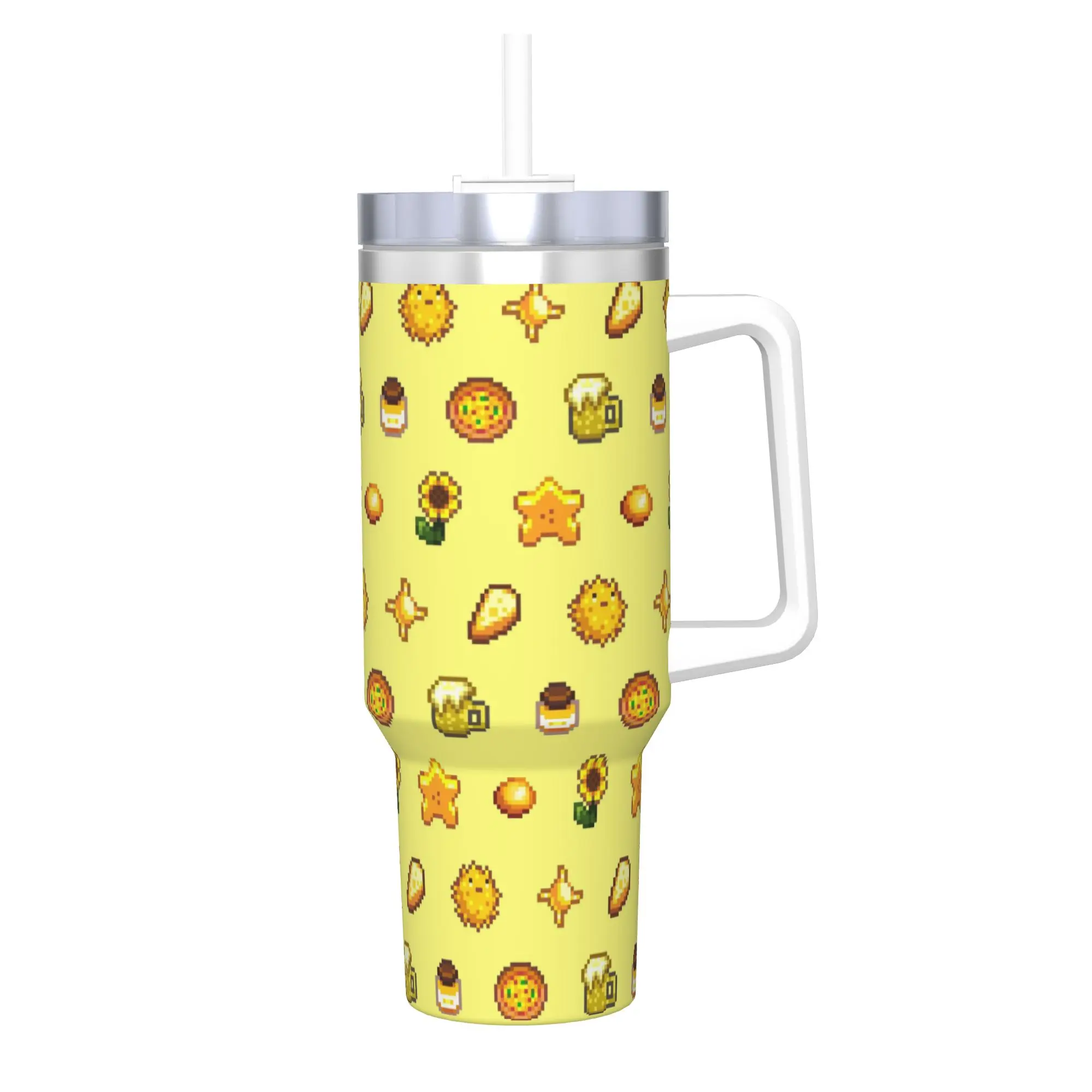 Stardew Valley Animals Tumbler With Straw  Stainless Steel Mugs Cup Double Wall Vacuum Insulated for Cold Or Hot 40oz
