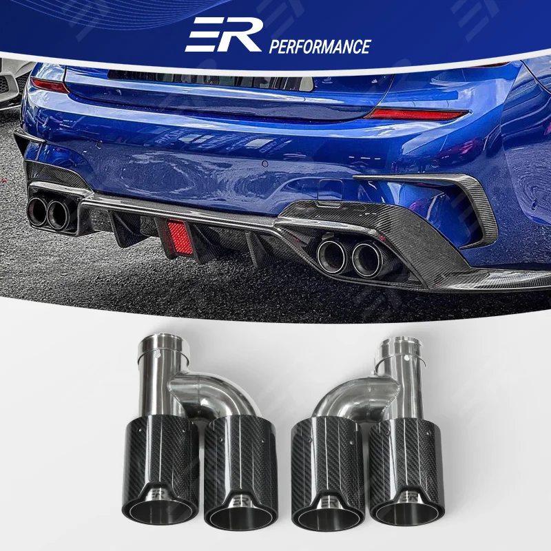 

ER Exhaust Tips Genuine Glossy Carbon Fiber Double Outlet Car Accessories for BMW Series Automotive Muffler Modification