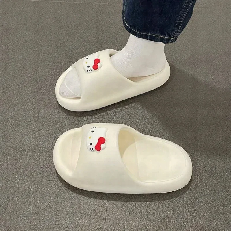 Sanrio Slippers Hello Kitty Soft Flat Shoes Women Cartoon Cute Home Slippers Anti Slip Female Summer Sweet Sandals Casual Shoes