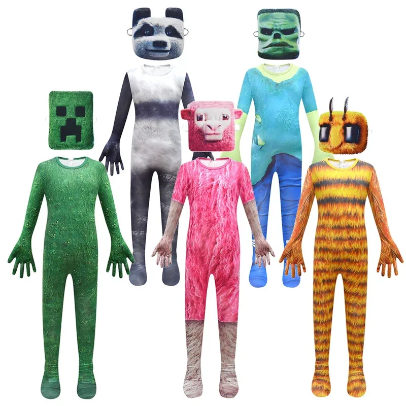 qq28LQHالوين تأثيري حلي للأطفال بلدي العالم الدجاج الفارس كوس القاتل النحل الوردي الأغنام بذلة قناع مجموعة الأولاد الأداء Cl #1