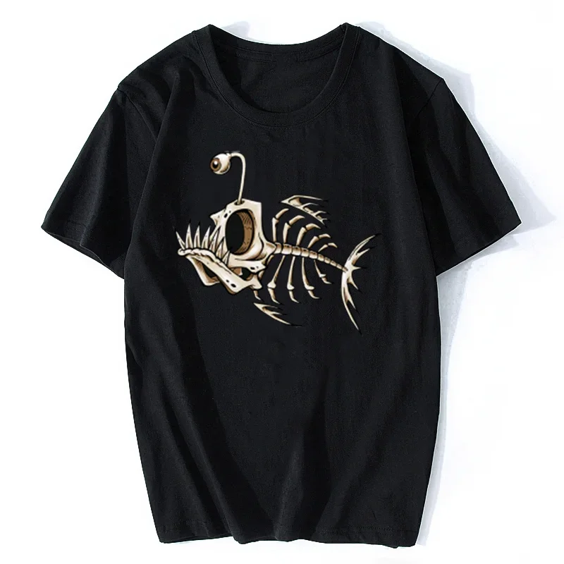 Bonefish Skull Deep Sea Fish Skeleton Funny Fisherman Angler T-Shirt O-Neck Short Sleeve Women T Shirt Streetwear