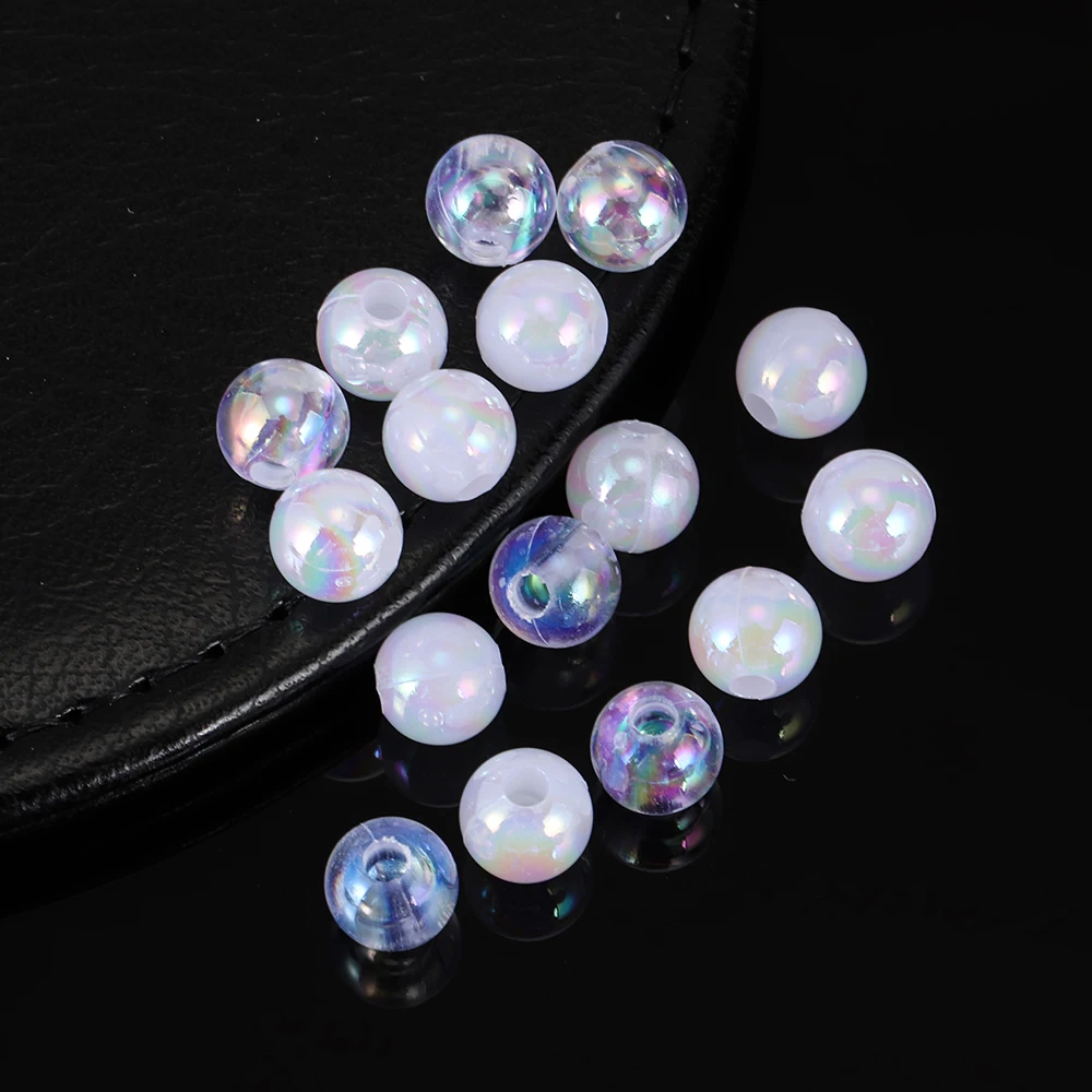 

6-12mm Acrylic Through Hole Beads Transparent Highlight Round Beads DIY Hand Beaded Material Accessories Wholesale
