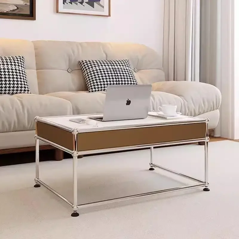 

Medieval ins coffee table living room home, bay window light luxury, minimalist usm module cabinet stainless steel coffee table