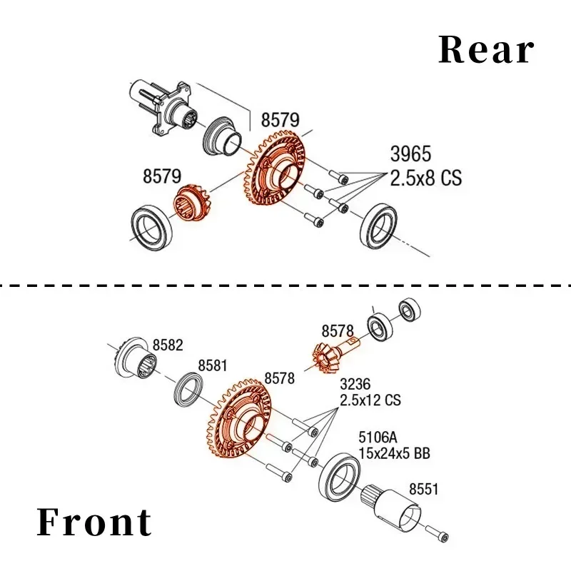 40CR Steel Differential Ring Gear Output Gears Set 8578 8579 for Trxs UDR Unlimited Desert Racer 1/7 RC Car Parts Accessories