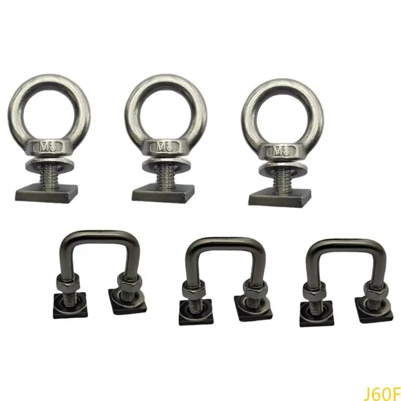 J60F 6Pcs Tie Down Anchoring Eye T Slot Bolt for Holding Bungee Cord