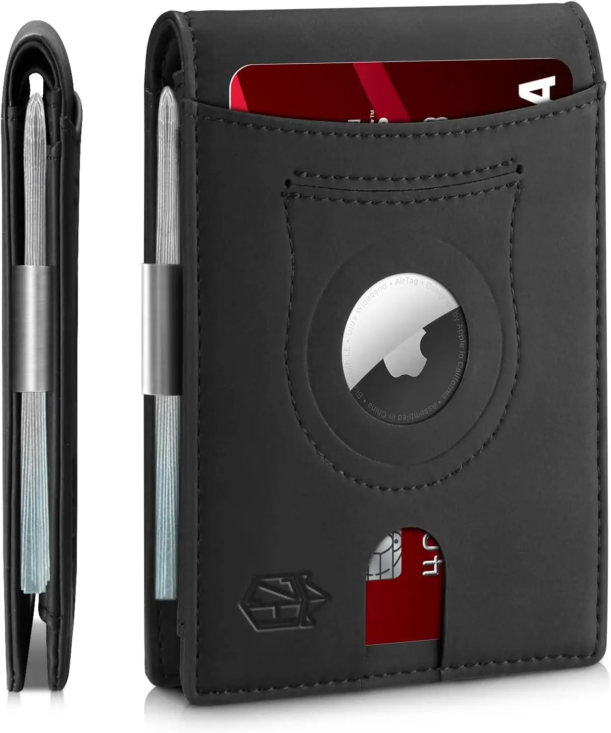 

Тонкий кожаный RFID-кошелек с держателем для Airtag и подарочной коробкой для мужчин