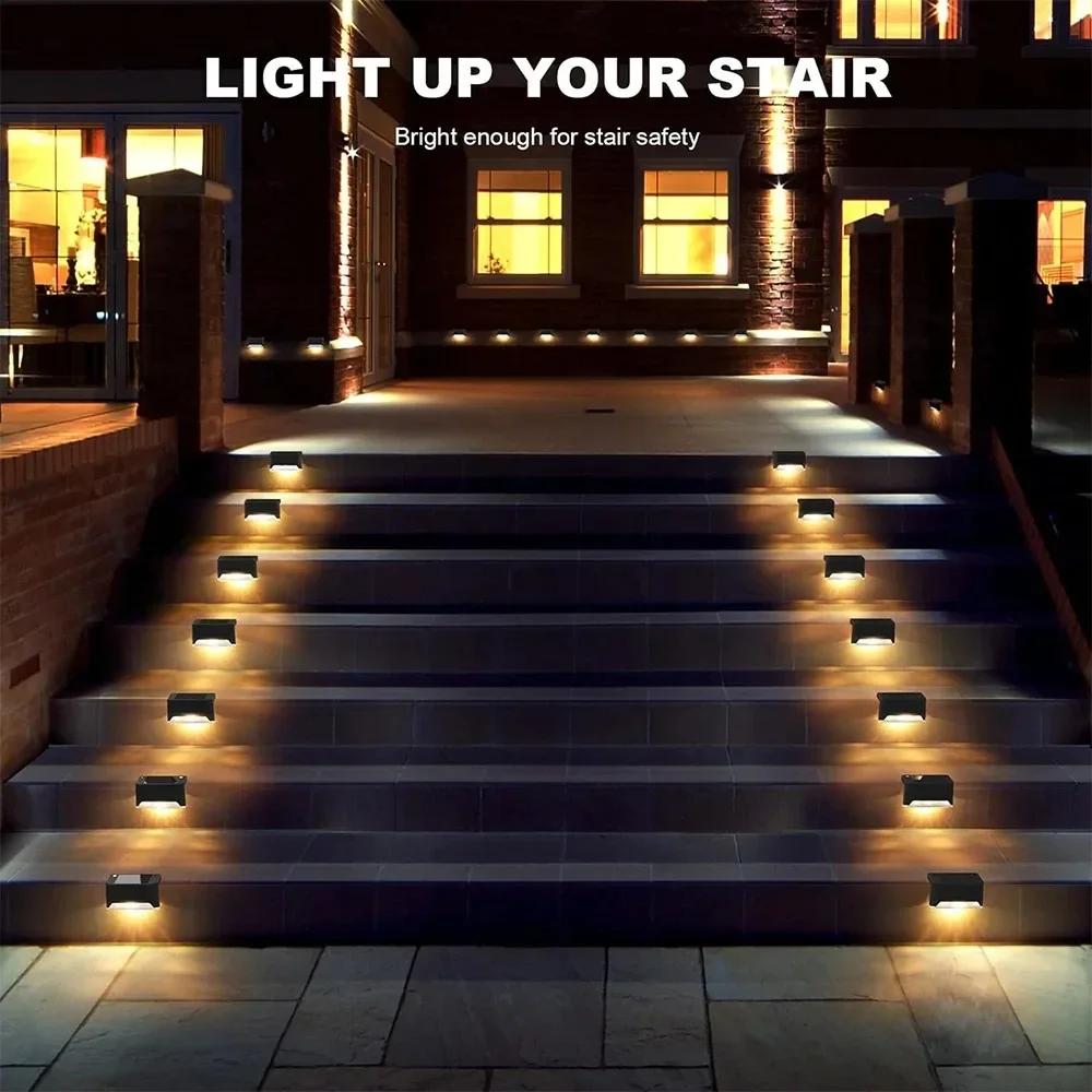LED Solar Staircase Light Waterproof Passage Patio Courtyard Guardrail Step Lamp for Outdoor Garden Borders Terrace Fence Light