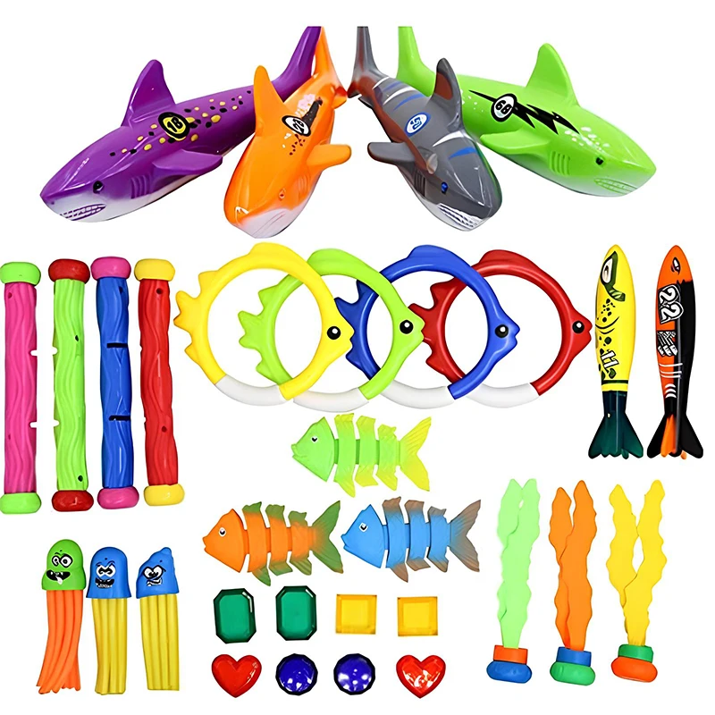 3-12PCS/Set Colorful Diving Toy Dive Rings Fish Seahorse Seaweed Summer Fun Swimming Pool Floating Game Toys for Boys Girls ZYF﻿