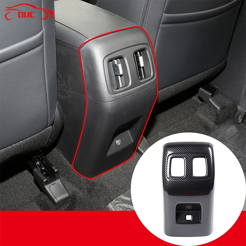 

ABS Carbon Fiber Car Armrest Rear Air Conditioner Air Outlet Frame Cover Trim Anti Kick Protection Cap For Hyundai Tucson L 2021