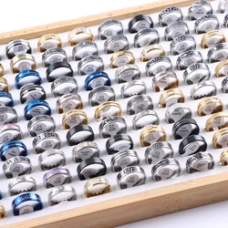 20Pcs/Lot Fashion Stainless Steel Stripe Rings For Men Mix Style Large Size 22-23 Party Gift Jewelry