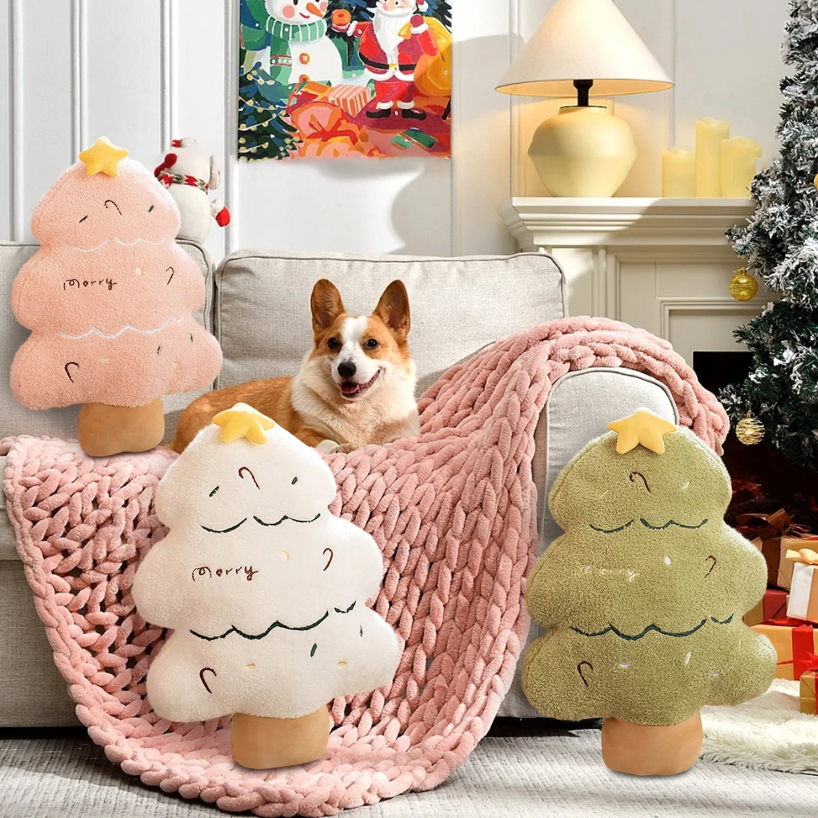 

Christmas Tree Shape Plush Doll Mutifunctional Home Supplies As Pillow And Cushion Christmas Party Decorative Prop