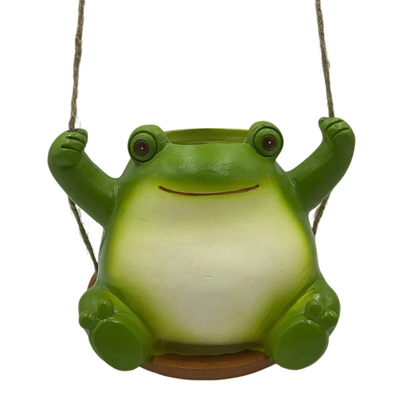 

Animal Frog Flowerpot Hanging Planter DIY Gift Modern Statue Green Frog Mini Plant Pot Nursery Pot For Home Outdoor