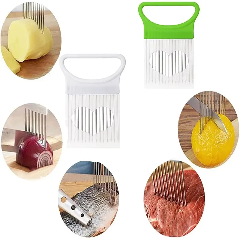 1/2/3/4pcs Stainless steel onion needle fork vegetable and fruit slicer, kitchen accessories and tools