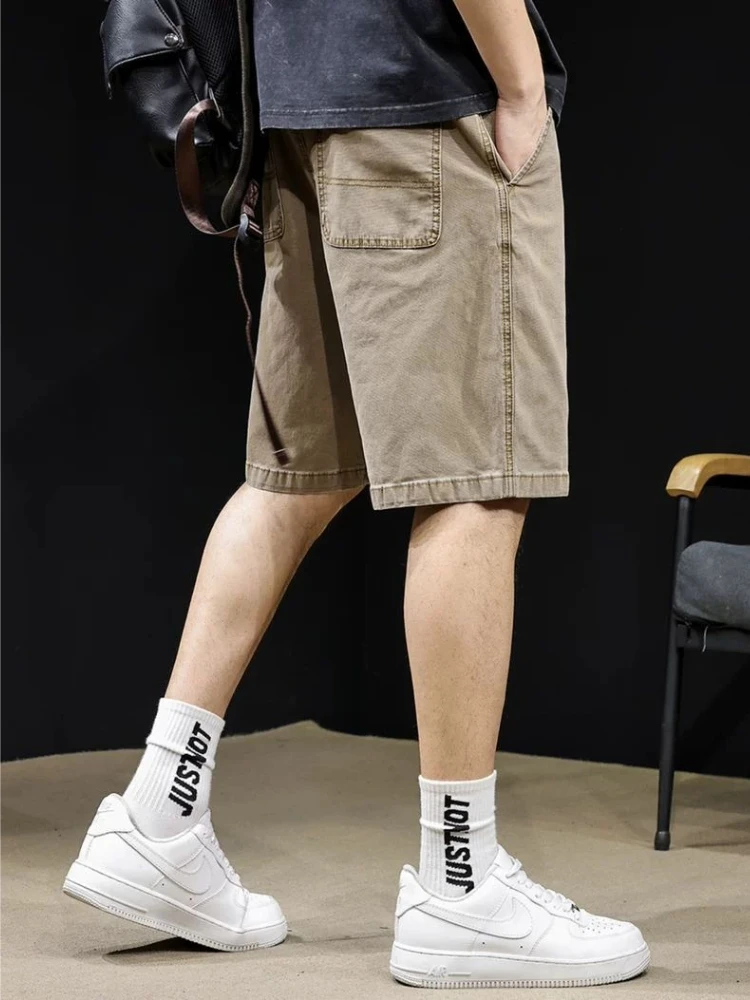 

Men's American Style Workwear Denim Shorts Knee-Length Plus Size Summer Outdoor Casual Wear 2026 New Street Fashion Comfort