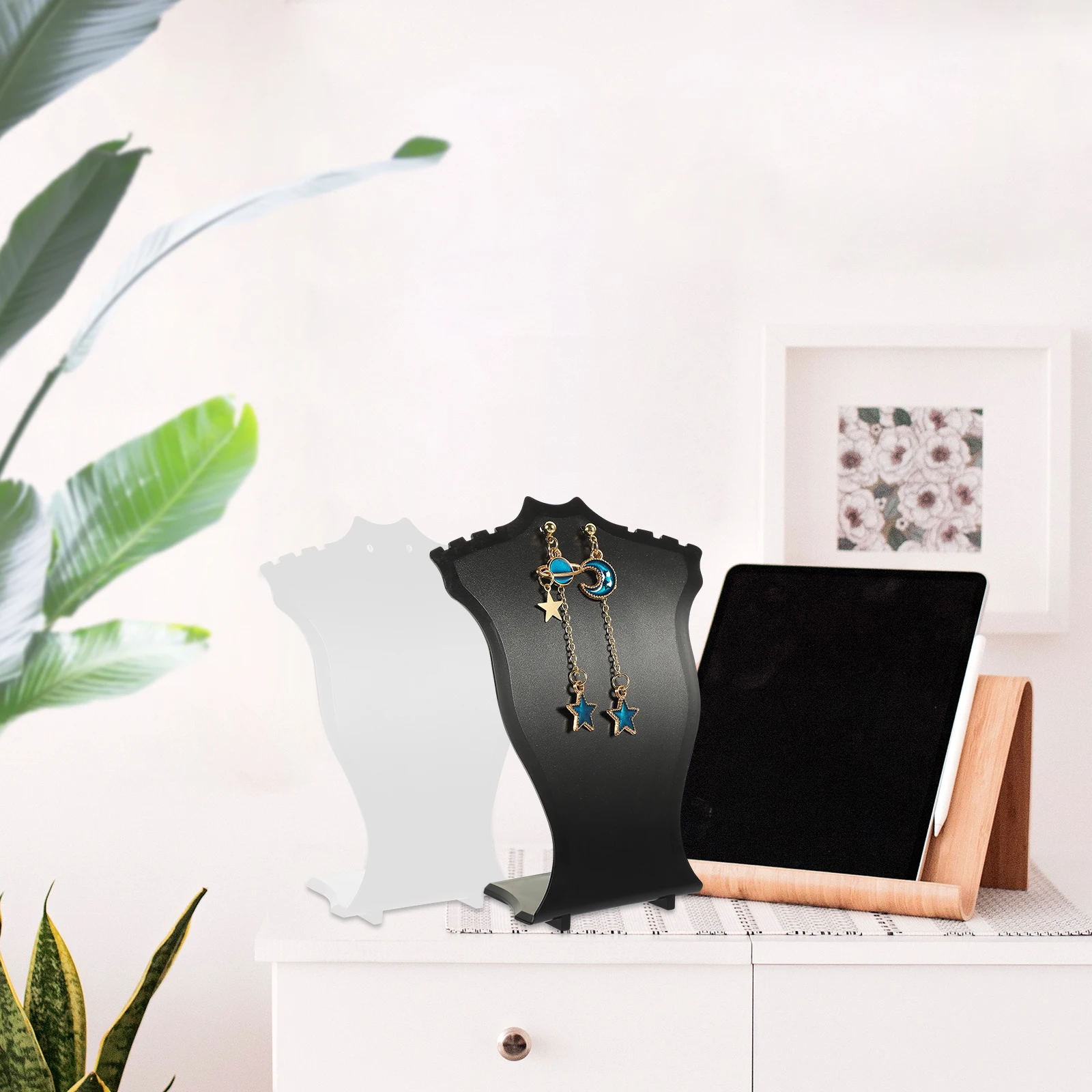 

6 Pcs ABS Necklace St Earring Display Jewelry Holder Bust Rack for Home Office Retail Store ganizing Accessories