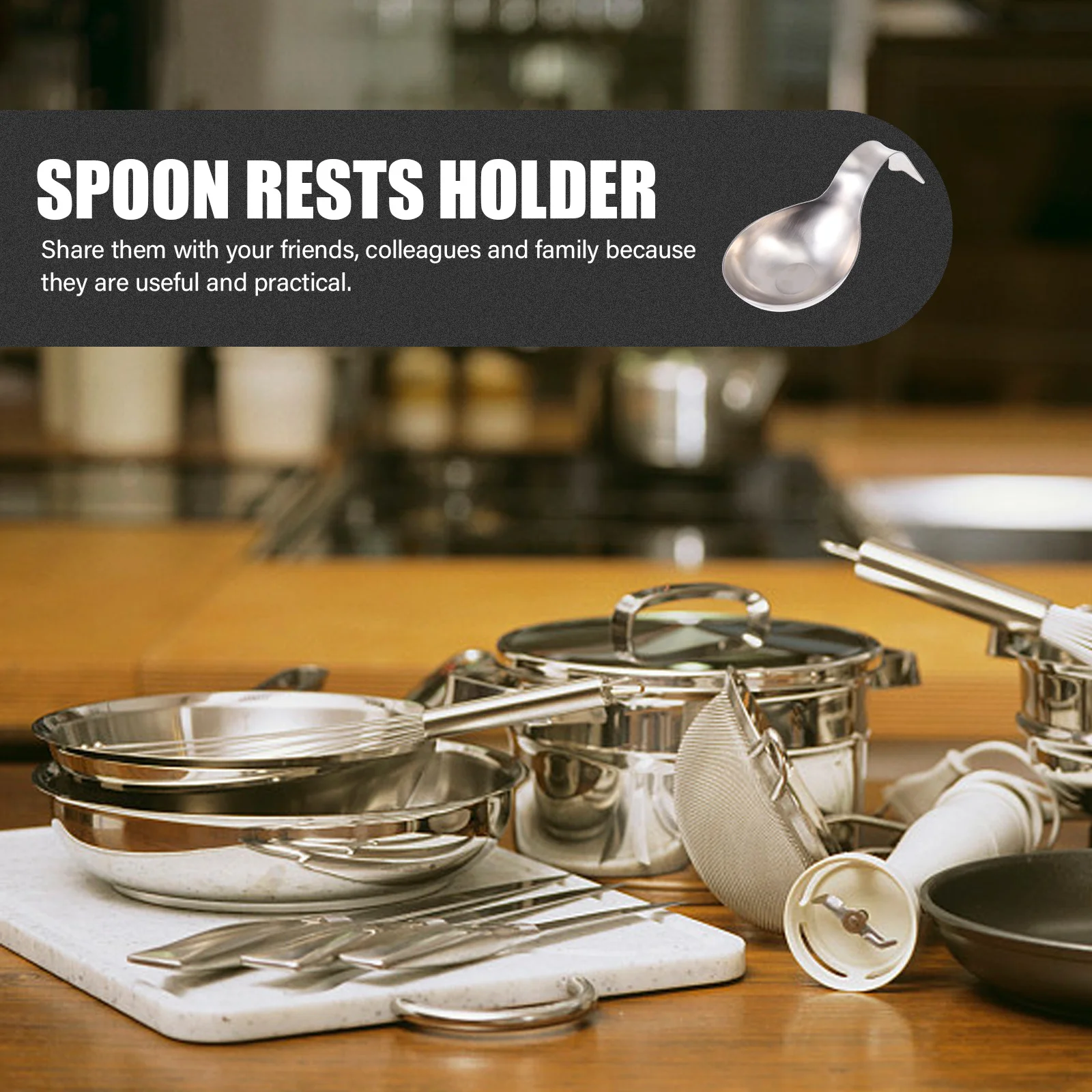 

1Pcs Fish Shape Spoon Rest Stainless Steel Wide Design Heat Resistant Ladle Holder Kitchen Utensil Organizer Tableware Storage