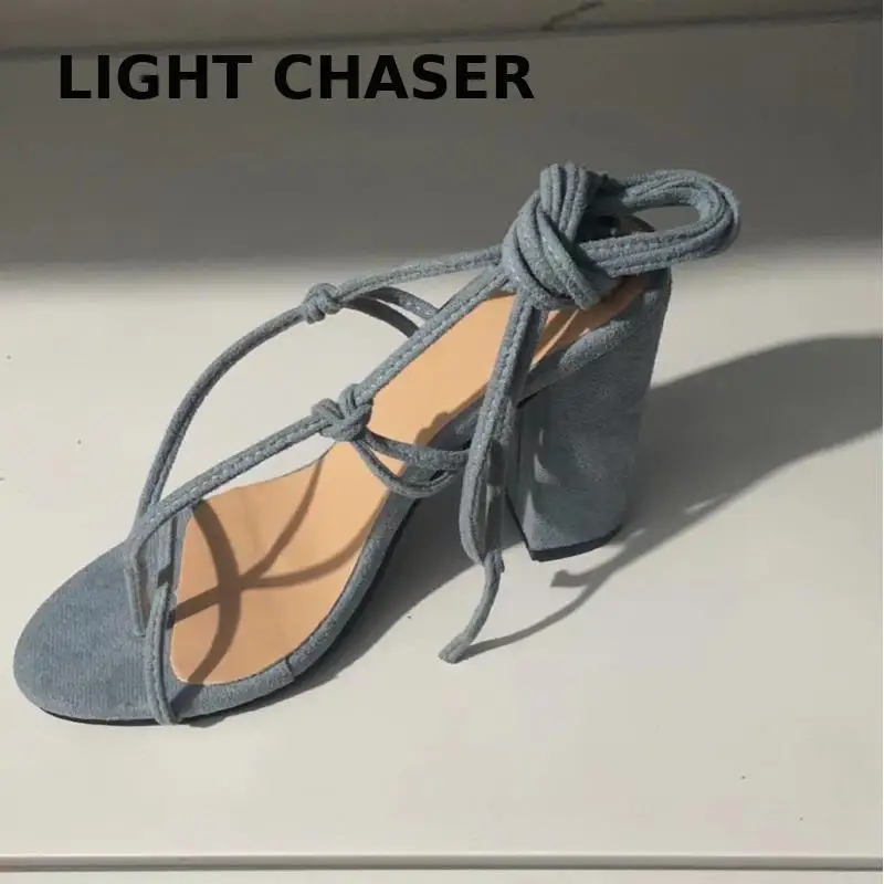 Summer New Sandals Sexy Pumps Thick Heels With Thin Straps Women's Sandals Large Size Fashion Flip-flops High-heeled Sandals 43