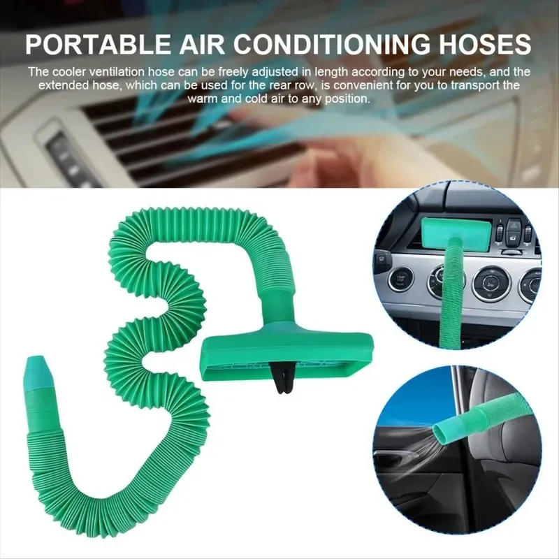 Car Air Conditioning Vent Extension Hose Telescopic Auto Universal Air Conditioner A/C Outlet Hose Green