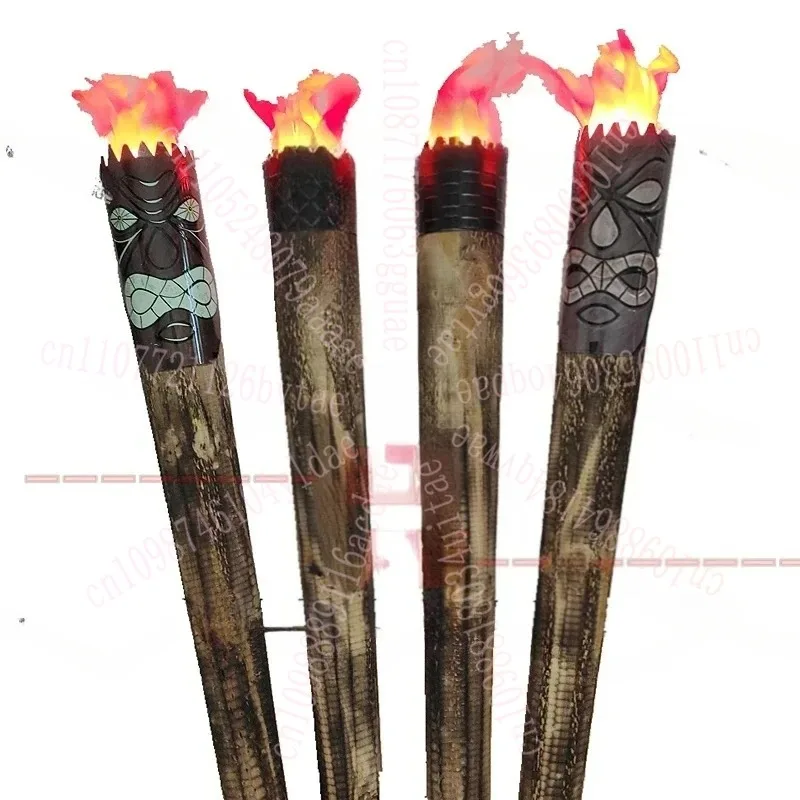 

Wood Retro Stage Performance Fake Movie Props Torch Rechargeable