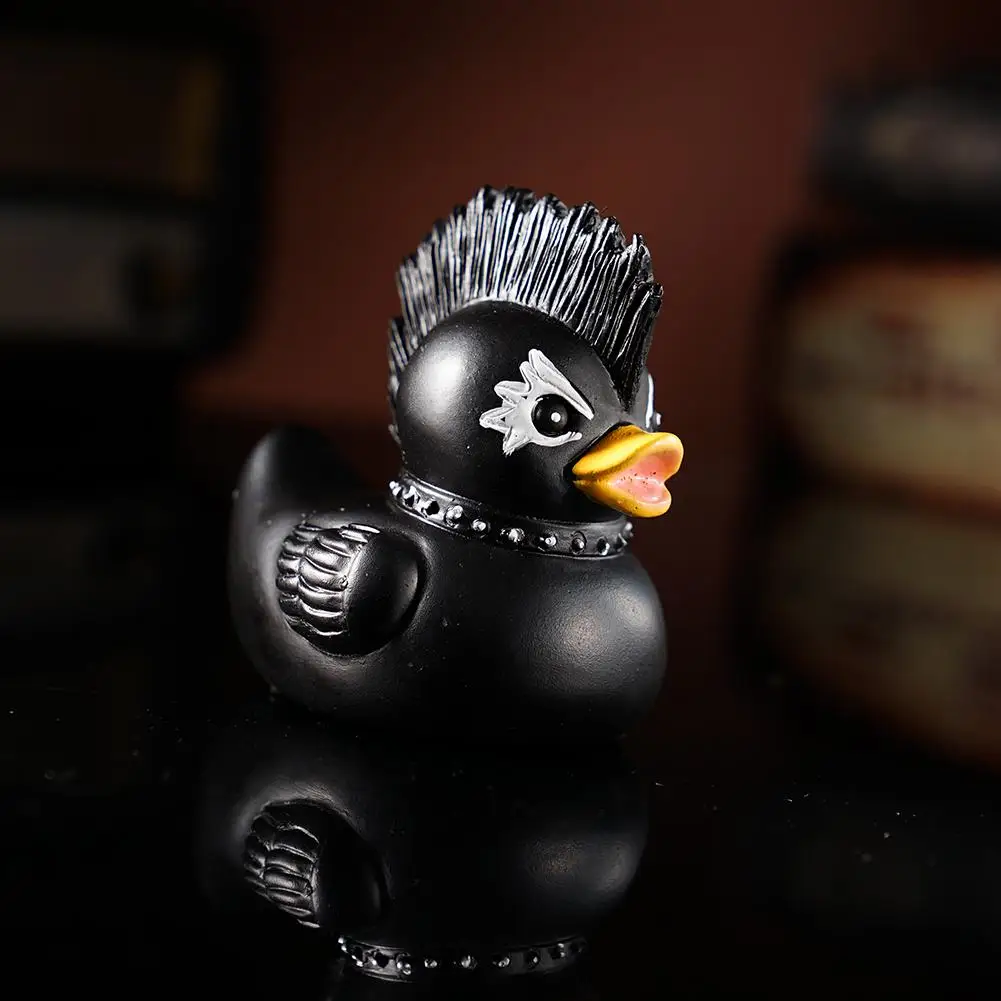 Gothic Satan Duck Statue Goth Punk Duck Sculpture Rock Duck Figurine Decor Collectible Figurines Satanic Duck Tabletop Ornaments view 4