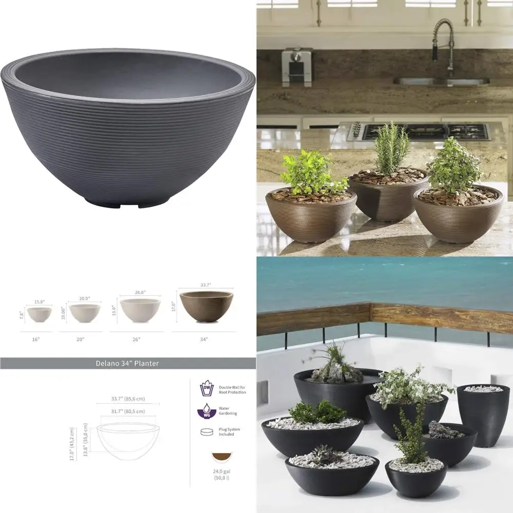 

Большой открытый круглый неглубокий горшок для садов, бонсай и суккулентов — идеально подходит для садового декора и ландшафтного дизайна