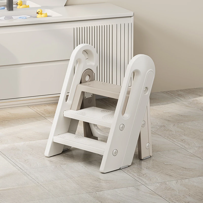 Escalera plegable para acceso a altura de los niños, taburete de baño antideslizante de 3 capas con barandilla de seguridad, inodoro/cocina portátil