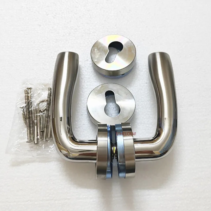

1 Set Stainless Steel Barn Door Handle Two-sided Door Knobs Bedroom Split Door Lock Handle Indoor Household Hardware Accessories