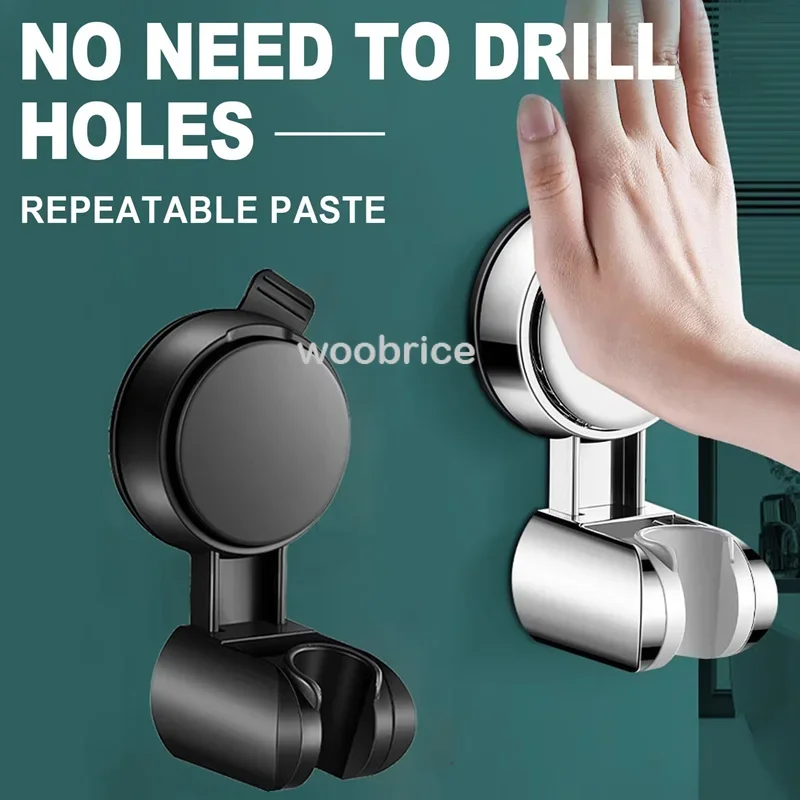 Supporto per soffione doccia Supporto a ventosa per doccia murale 360 °   Staffa per montaggio a parete per bagno con supporto per asta doccia con placcatura regolabile